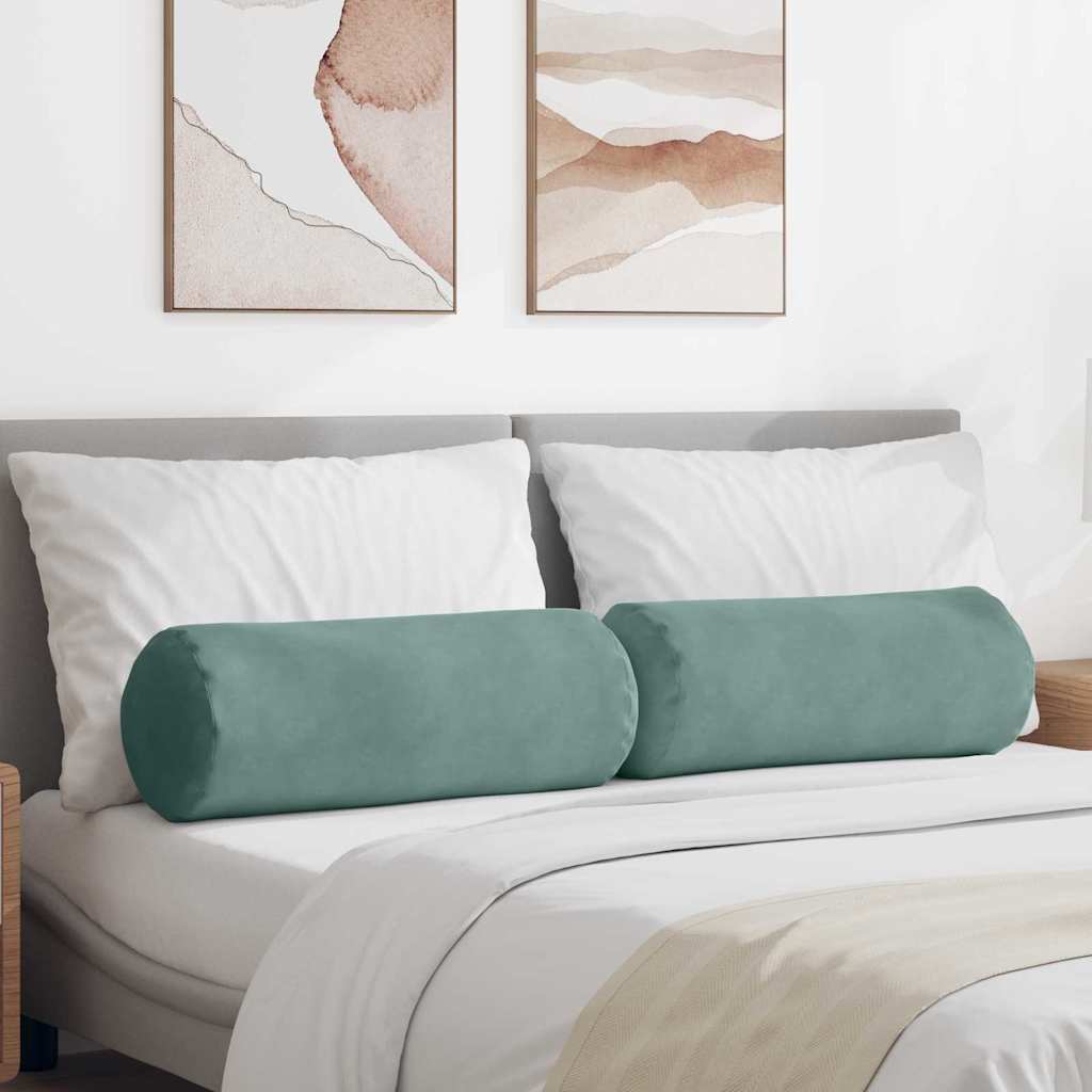 Cuscini a rullo 2 pcs Verde Mare Ø 25 x 70 cm Tessuto in Cords