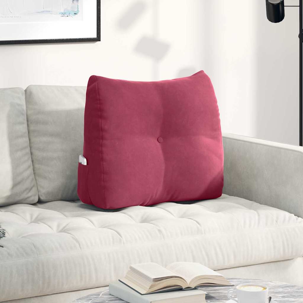 Cuscino per Schiena Rosso Vino 60 x 24 x 50 cm Velluto