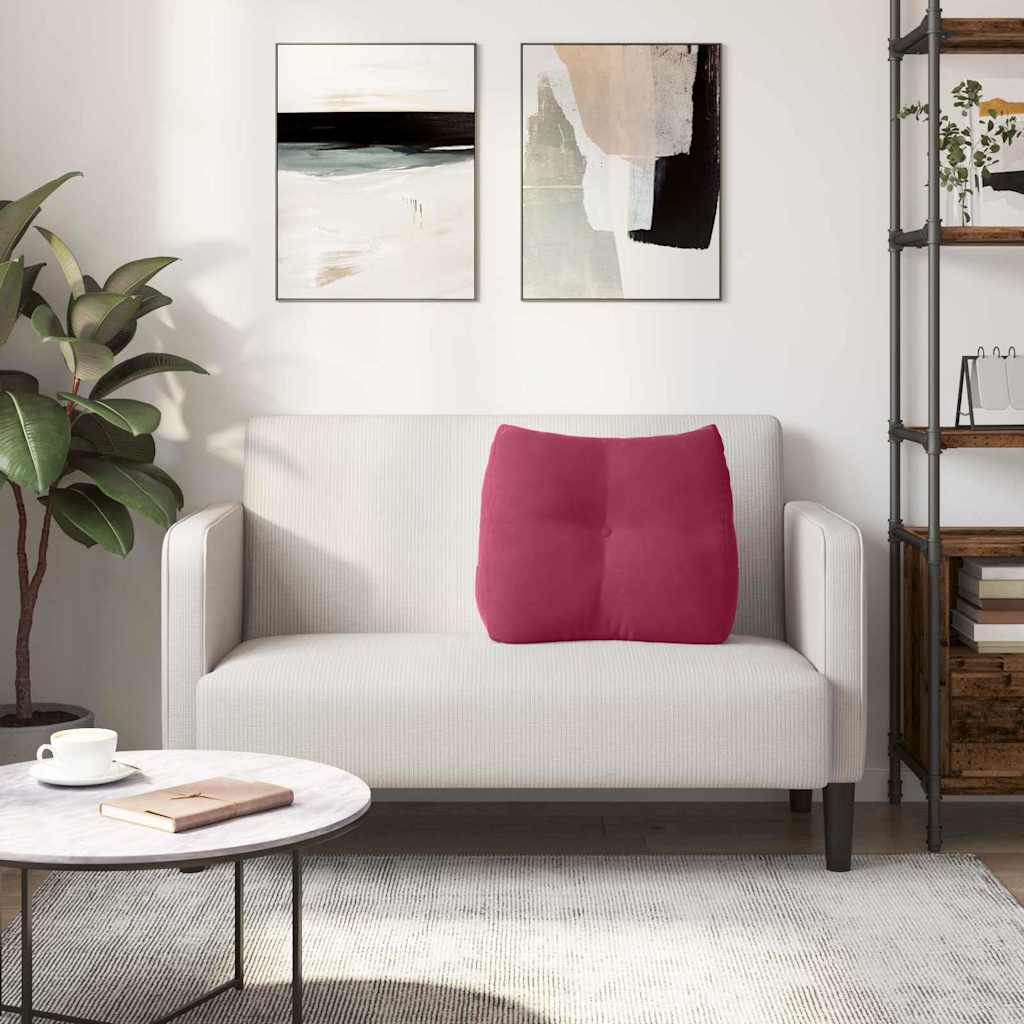 Cuscino per Schiena Rosso Vino 60 x 24 x 50 cm Velluto