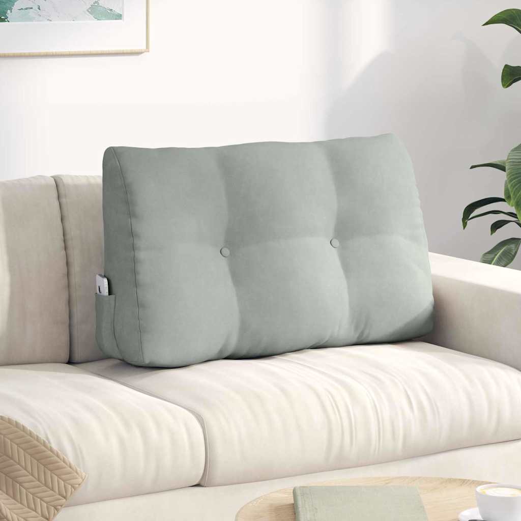 Cuscino per Schiena Grigio chiaro 80 x 24 x 50 cm Velluto