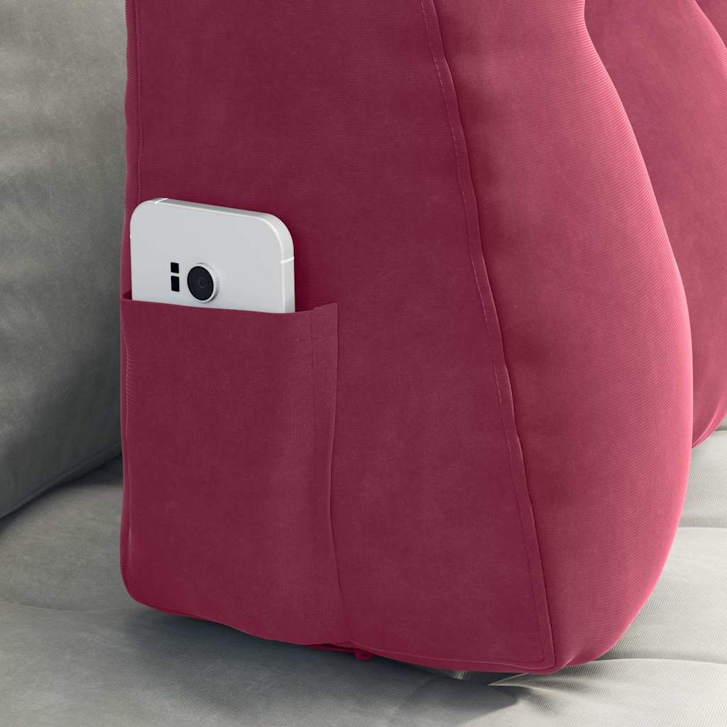 Cuscino per Schiena Rosso Vino 80 x 24 x 50 cm Velluto