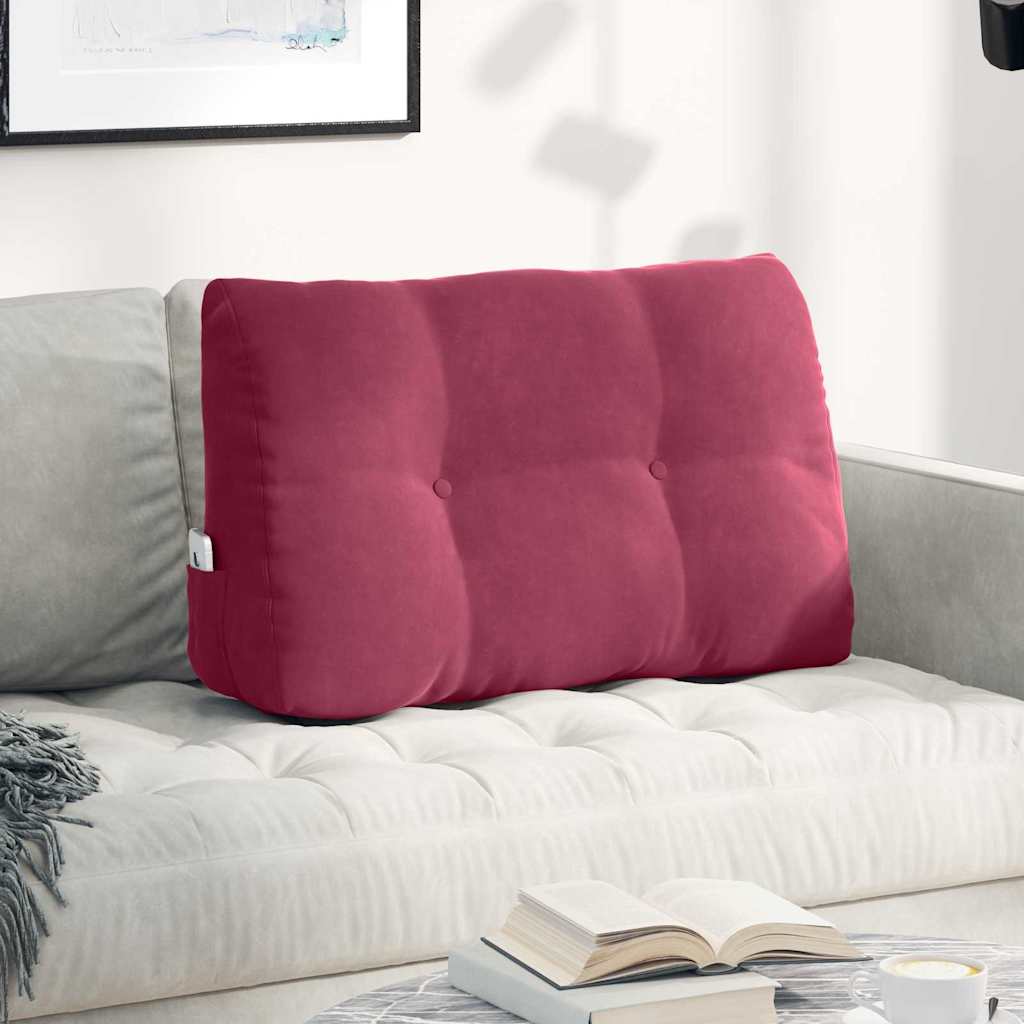 Cuscino per Schiena Rosso Vino 80 x 24 x 50 cm Velluto
