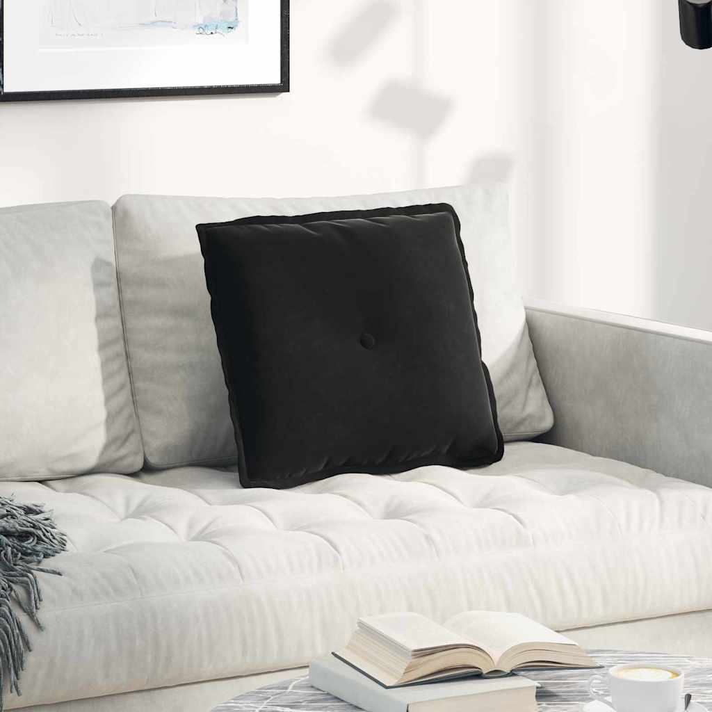 Cuscino per Schiena Nero 50 x 45 cm Tessuto in Cords