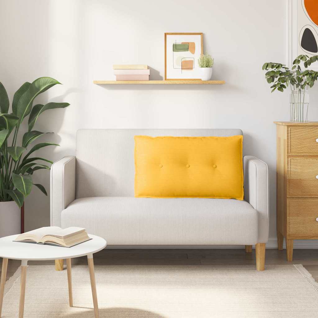 Cuscino per Schiena Giallo Chiaro 80 x 50 cm Tessuto in Cords