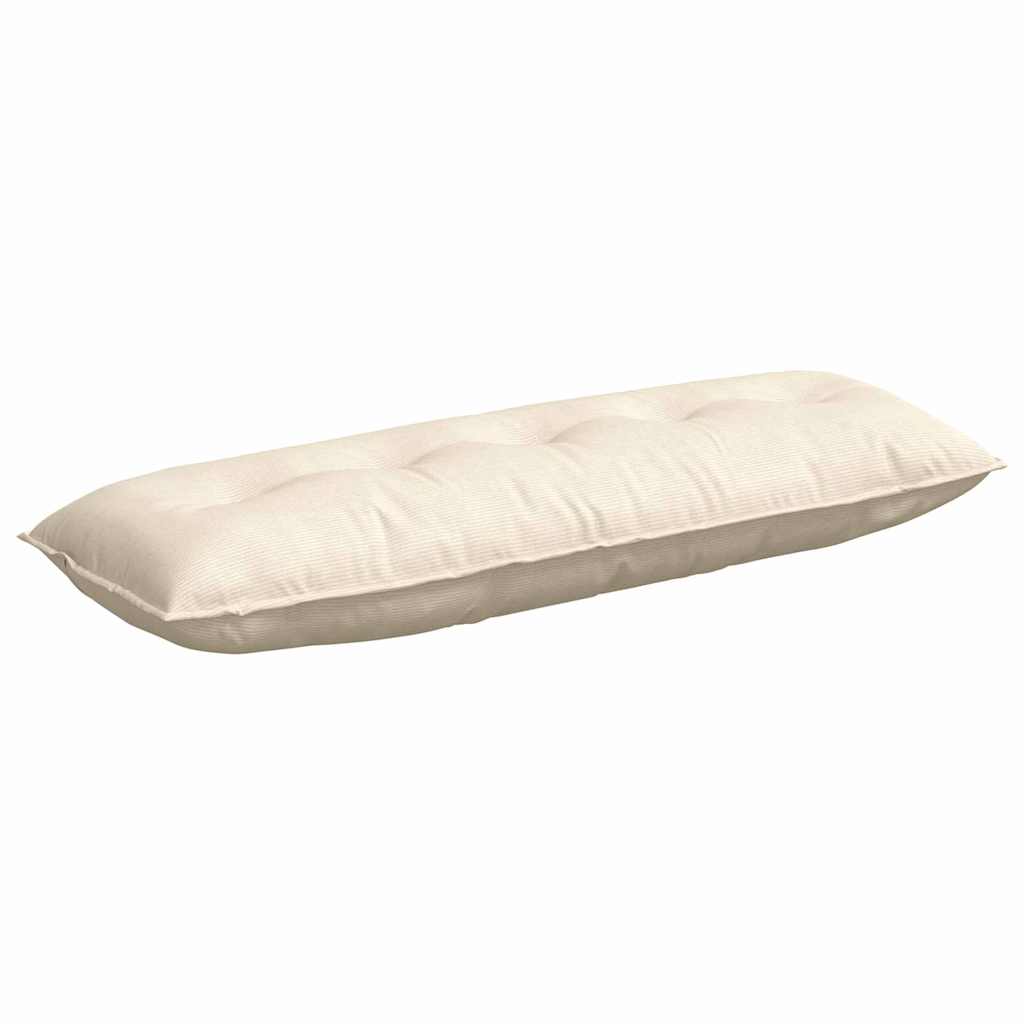 Cuscino per Schiena Crema 140 x 50 cm Tessuto in Cords