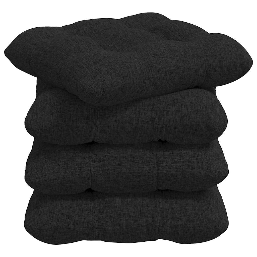 Cuscini per Seduta 4 pcs Nero 40 x 40 x 12 cm Tessuto