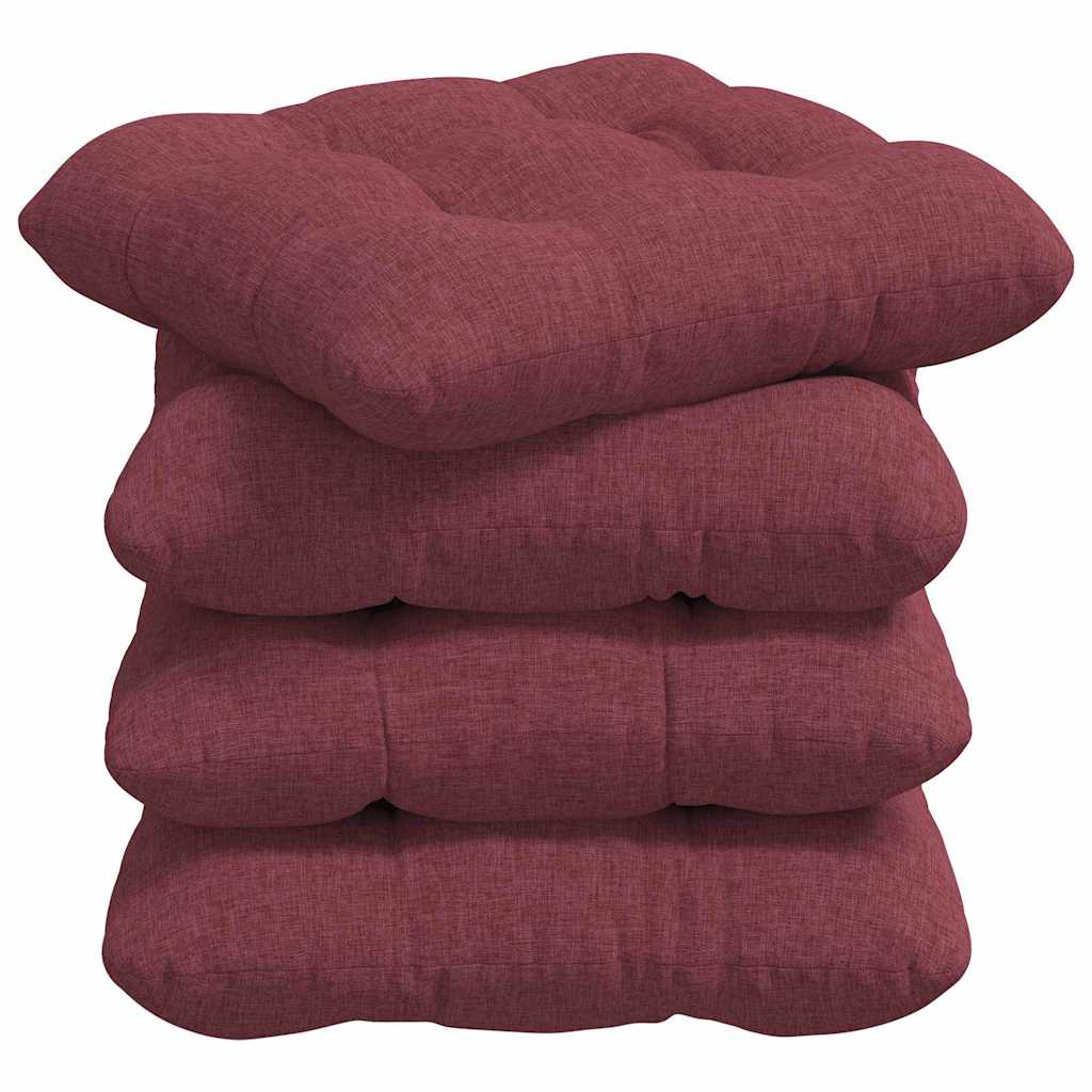Cuscini per Seduta 4 pcs Rosso Vino 40 x 40 x 12 cm Tessuto