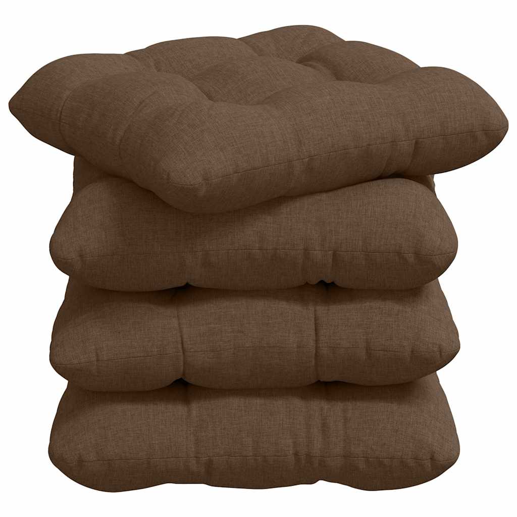 Cuscini per Seduta 4 pcs Marrone 40 x 40 x 12 cm Tessuto