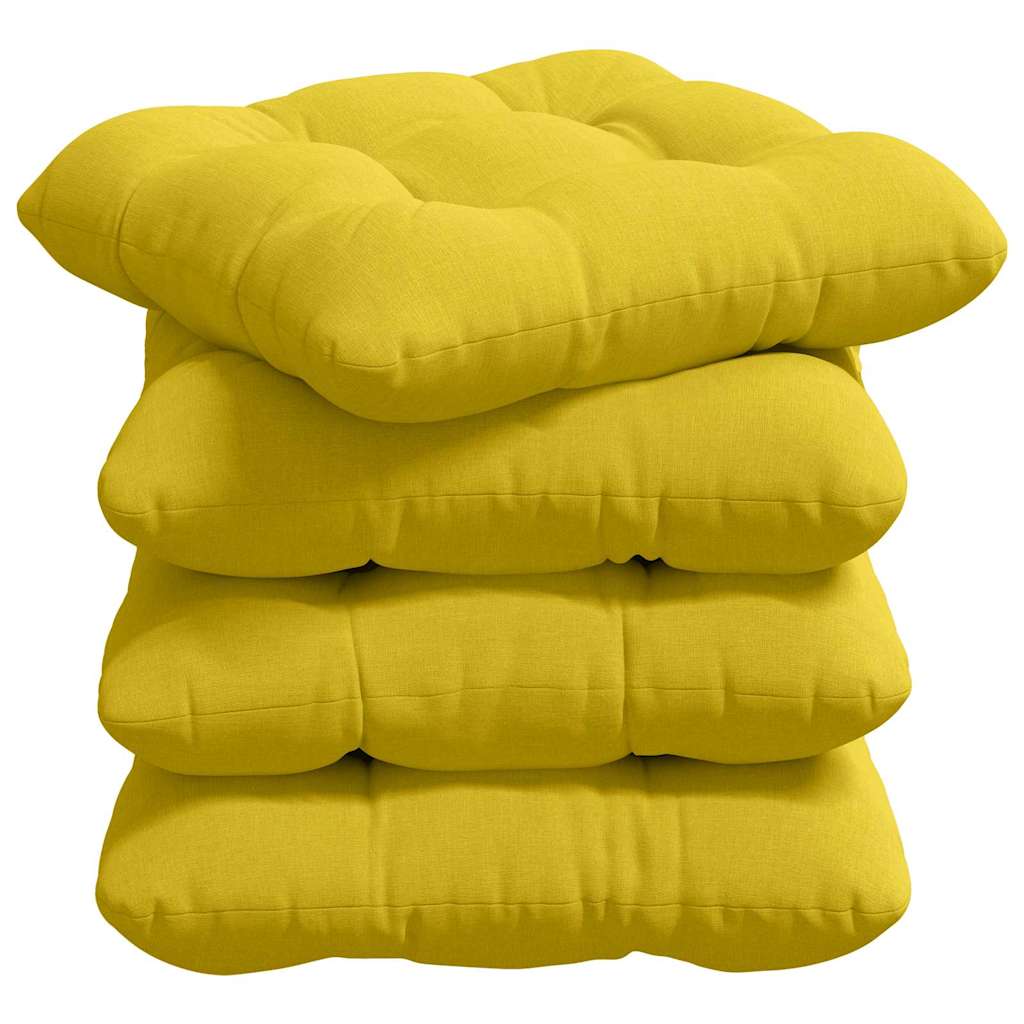 Cuscini per Seduta 4 pcs Giallo Chiaro 40 x 40 x 12 cm Tessuto