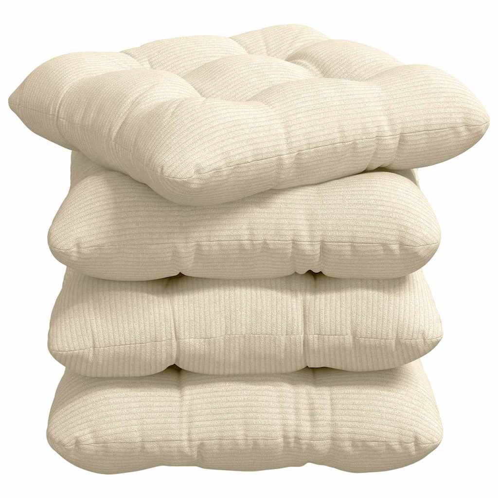Cuscini per Seduta 4 pcs Crema 45 x 45 cm Tessuto in Cords