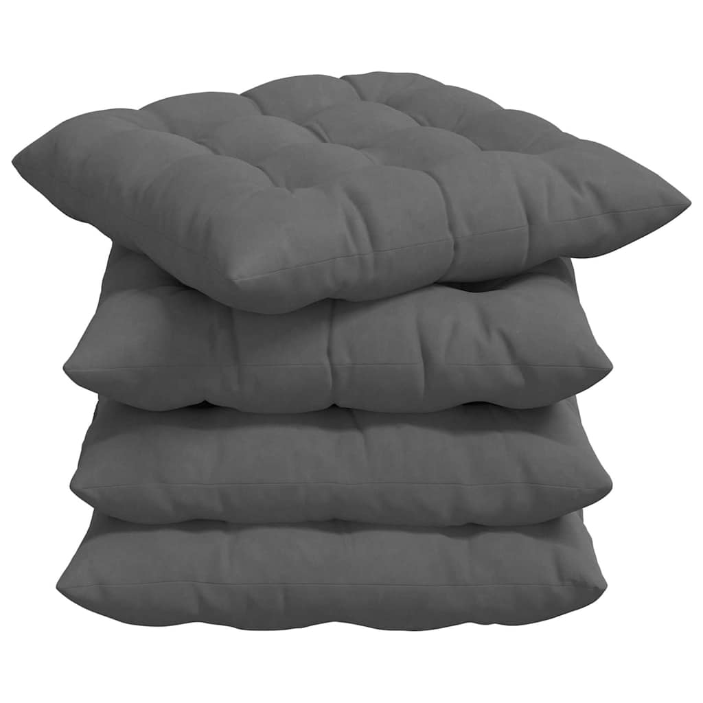 Cuscini per Seduta 4 pcs Grigio scuro 40 x 40 x 6 cm Microfibra
