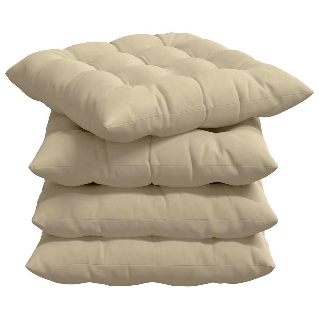 Cuscini per Seduta 4 pcs Crema 40 x 40 x 6 cm Microfibra