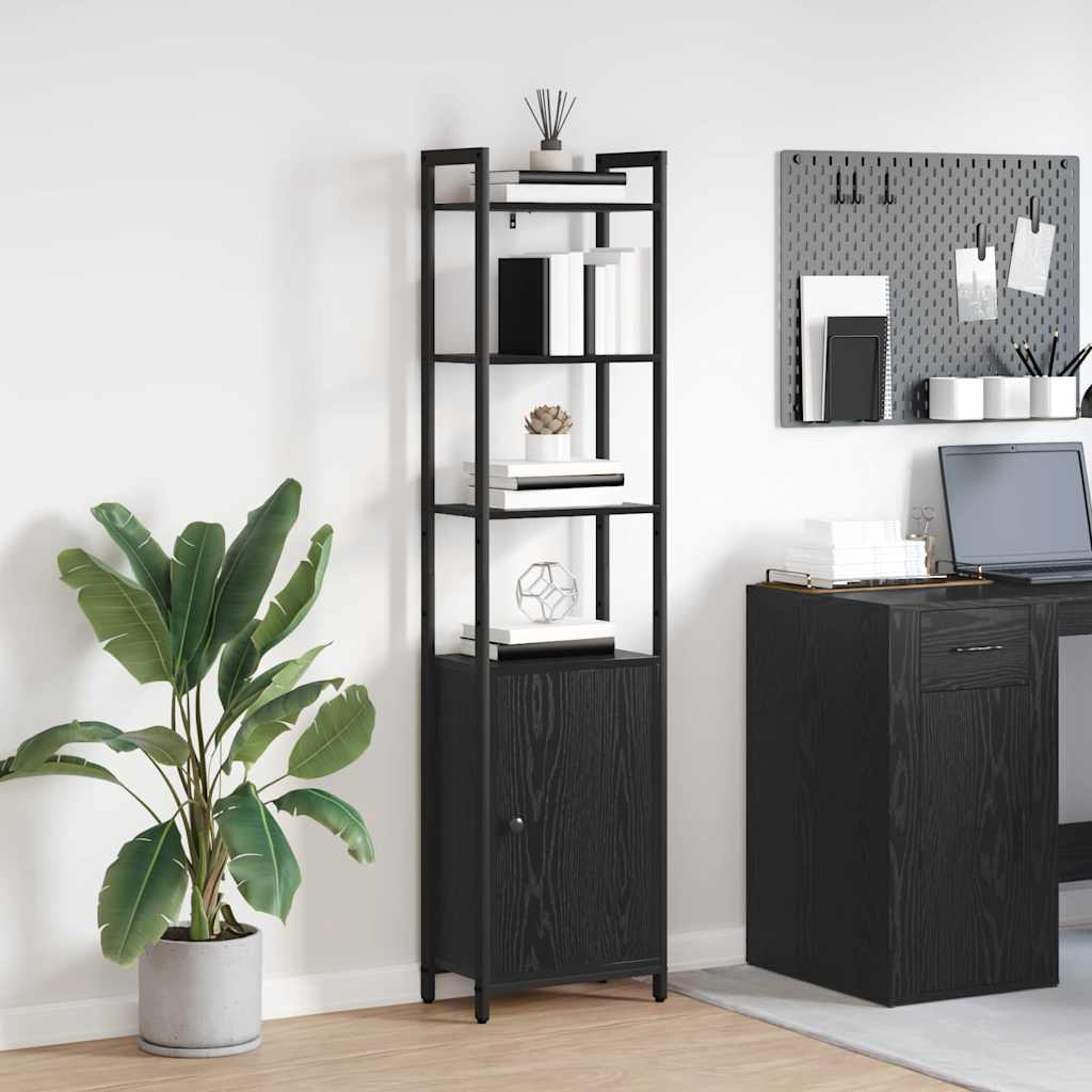 Armadio per Libri Rovere Nero 40 x 24 x 161 cm