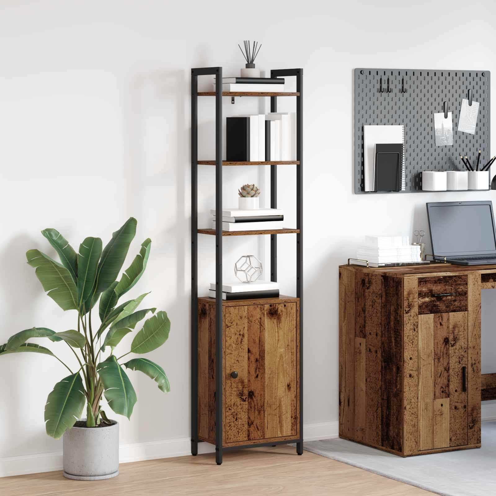 Armadio per Libri Legno vecchio 40 x 24 x 161 cm