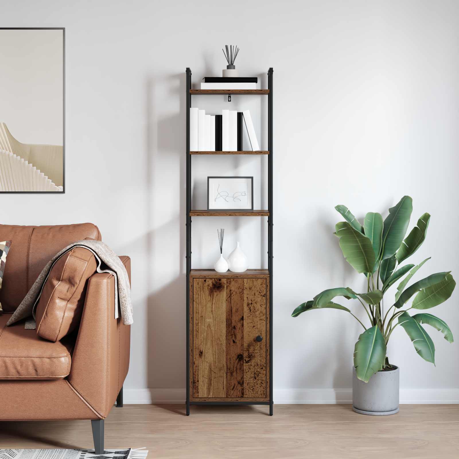 Armadio per Libri Legno vecchio 40 x 24 x 161 cm
