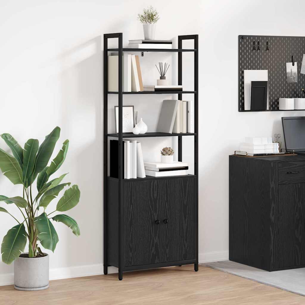 Armadio per Libri Rovere Nero 60 x 24 x 161 cm