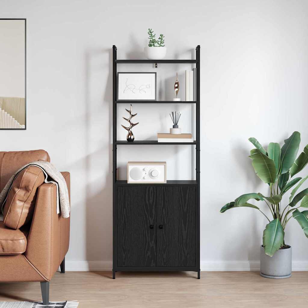 Armadio per Libri Rovere Nero 60 x 24 x 161 cm