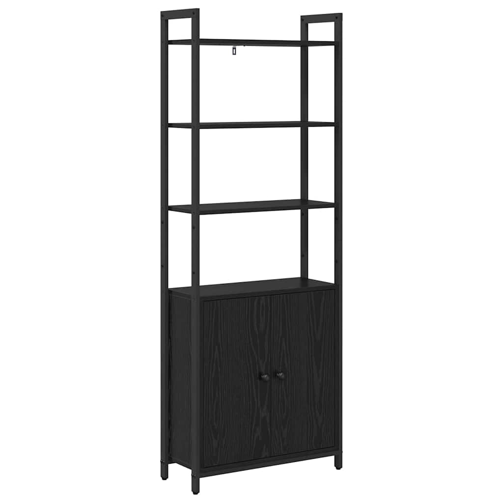 Armadio per Libri Rovere Nero 60 x 24 x 161 cm