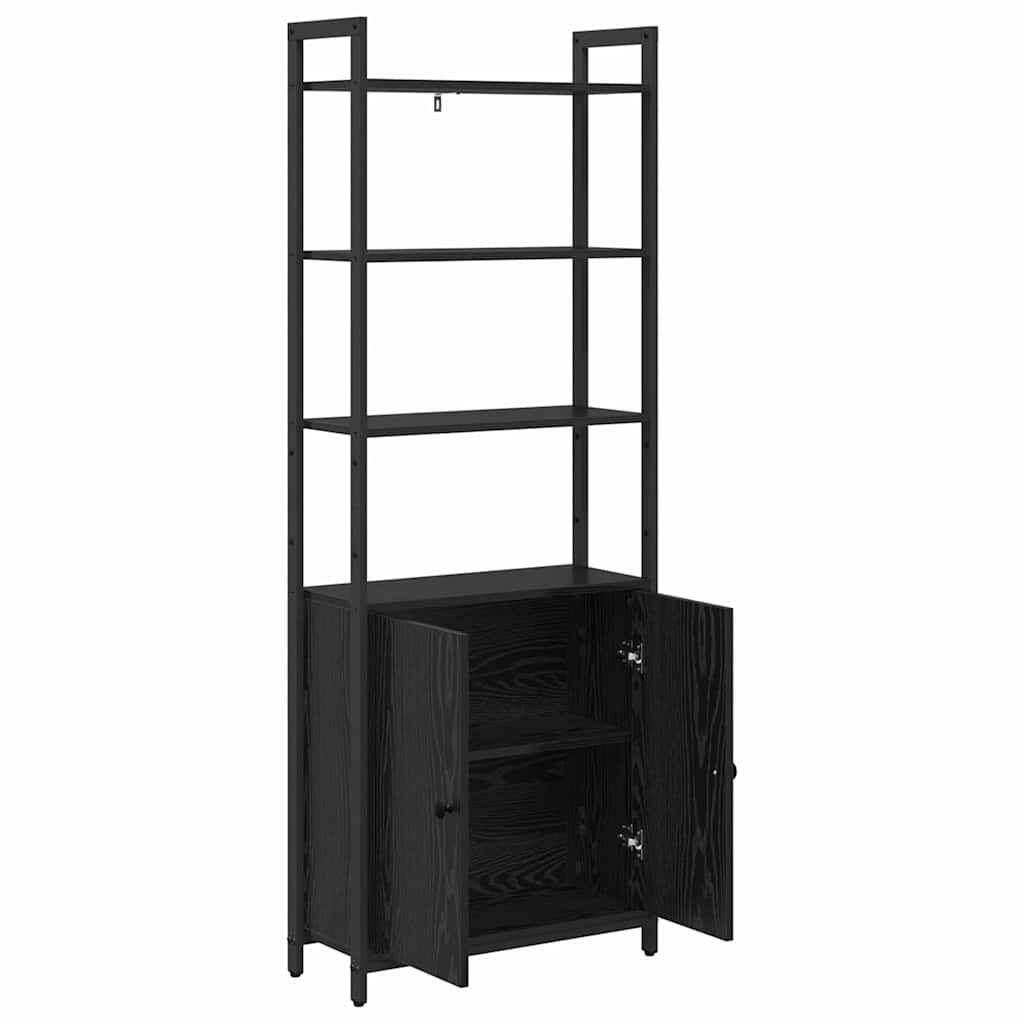 Armadio per Libri Rovere Nero 60 x 24 x 161 cm
