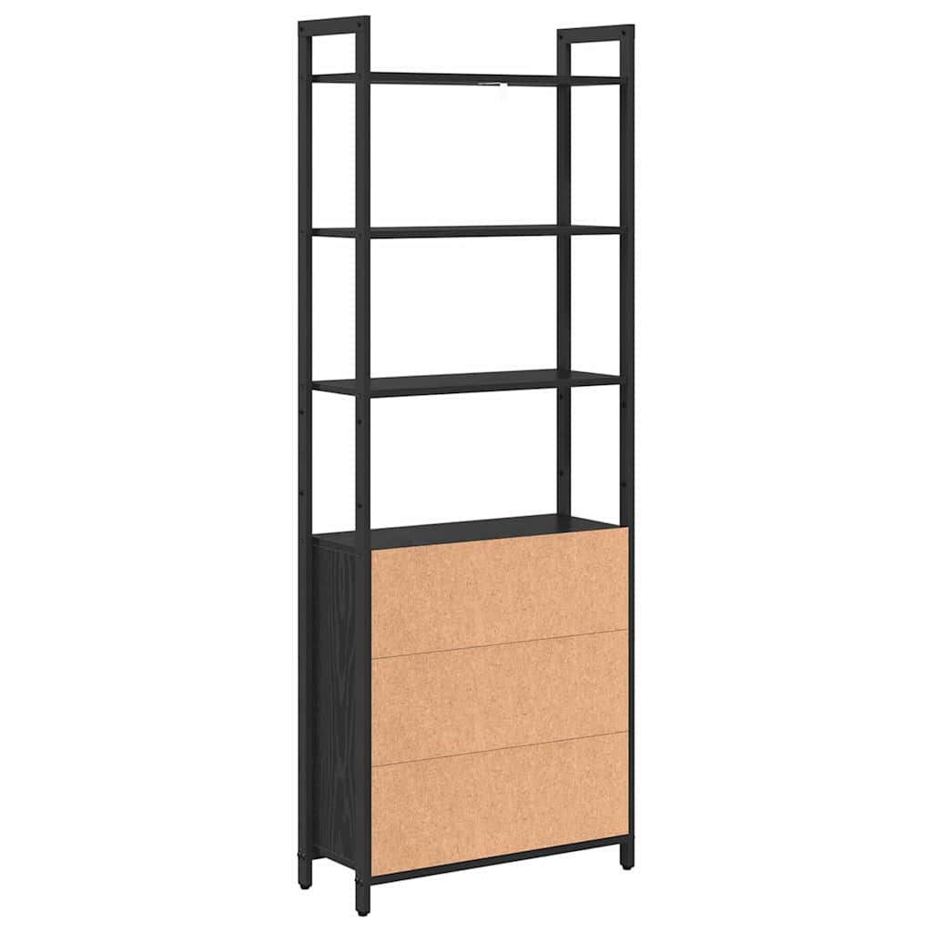 Armadio per Libri Rovere Nero 60 x 24 x 161 cm