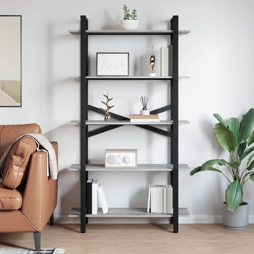 Libreria Grigio Sonoma 100 x 33,5 x 178 cm Legno multistrato