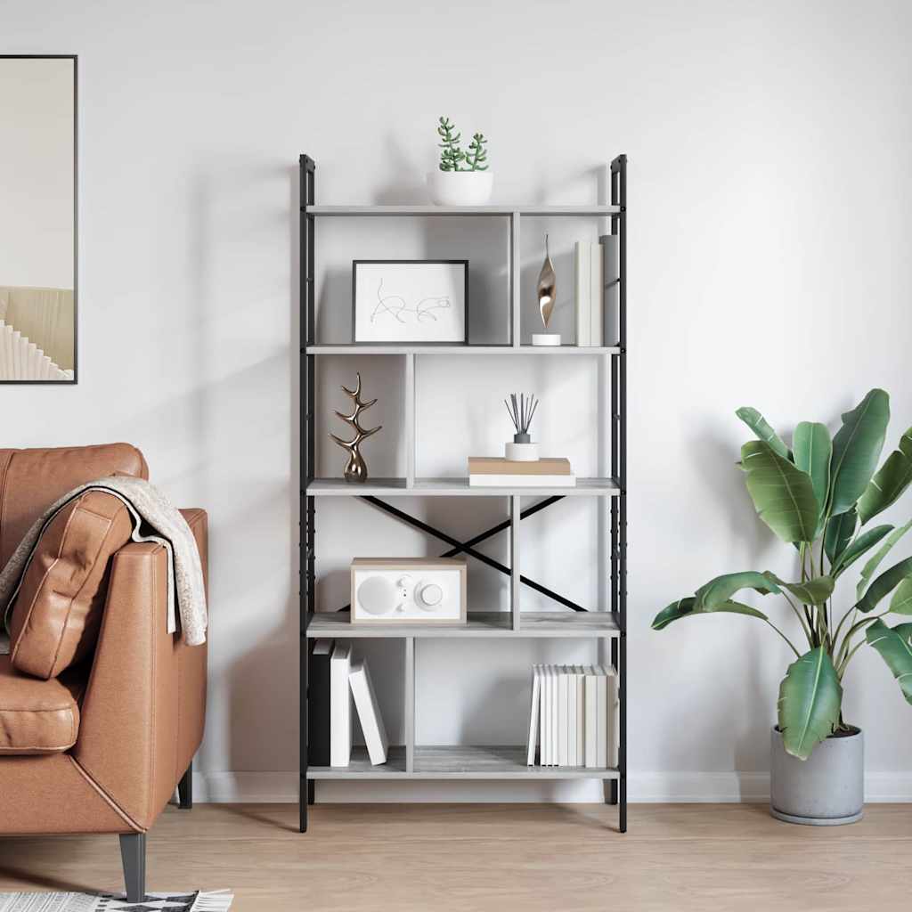 Libreria Grigio Sonoma 75 x 30 x 156 cm Legno multistrato