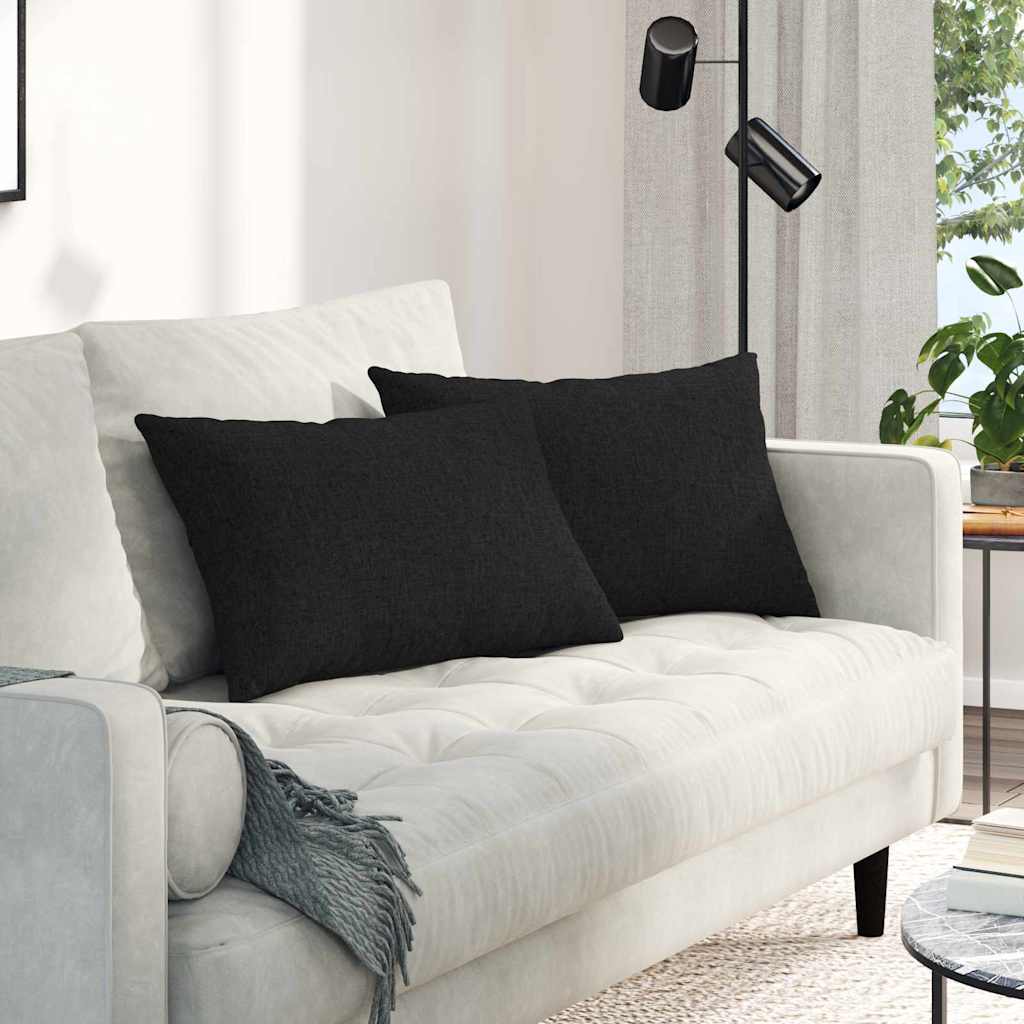 Cuscini da Divano 2 pcs Nero 60 x 40 cm Tessuto