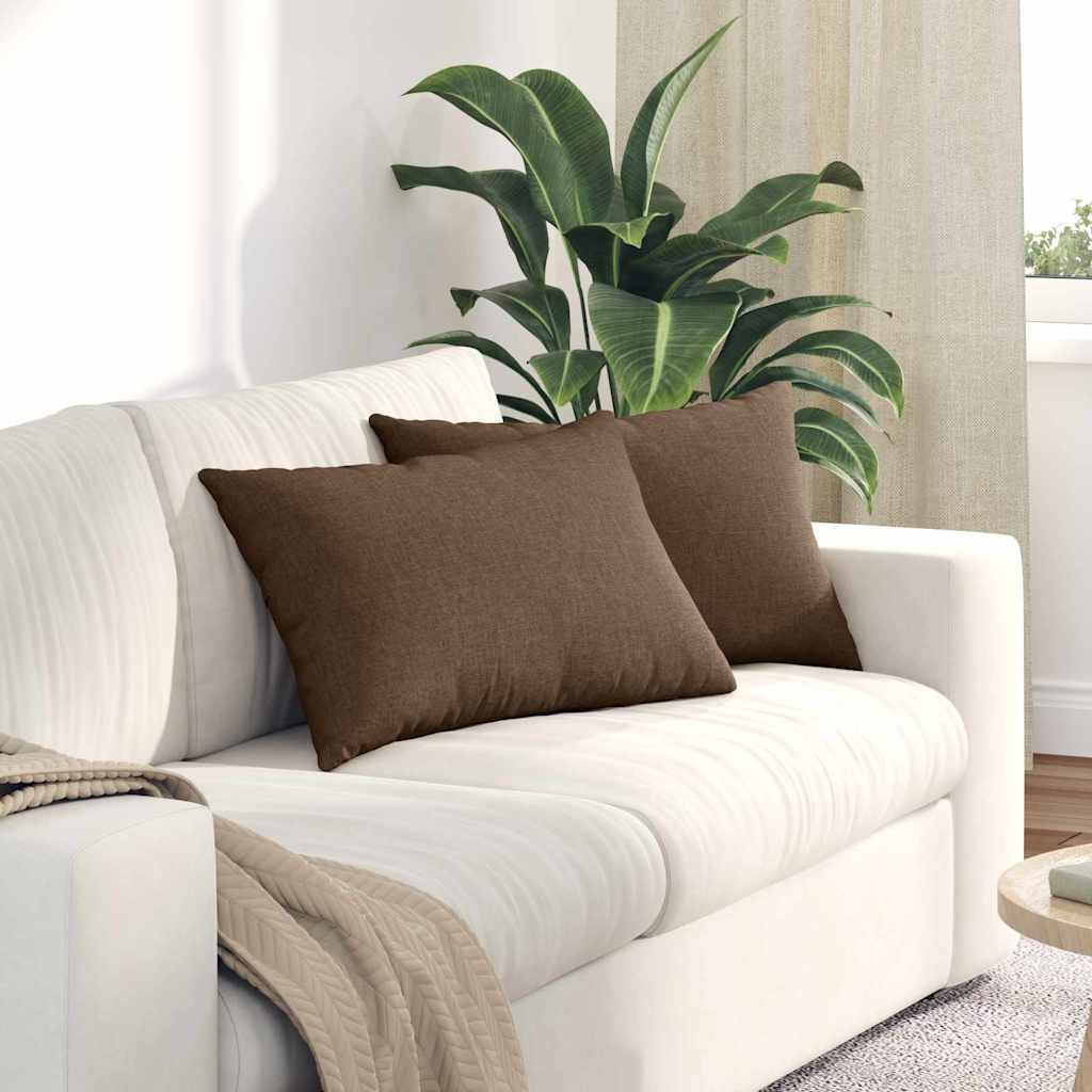 Cuscini da Divano 2 pcs Marrone 60 x 40 cm Tessuto