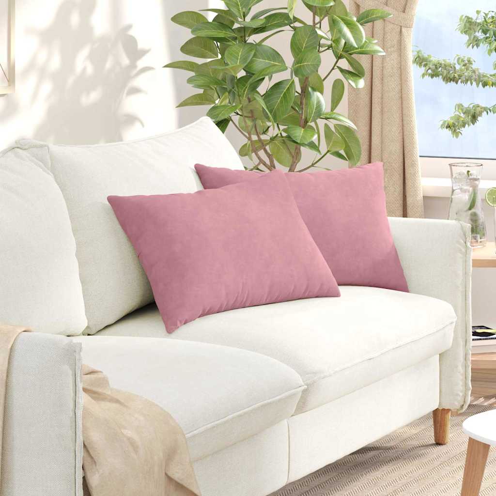 Cuscini da Divano 2 pcs Rosa 60 x 40 cm Tessuto in Cords