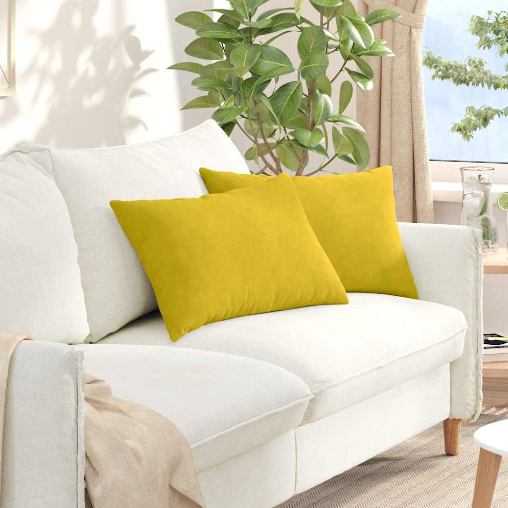 Cuscini da Divano 2 pcs Giallo 60 x 40 cm Tessuto in Cords