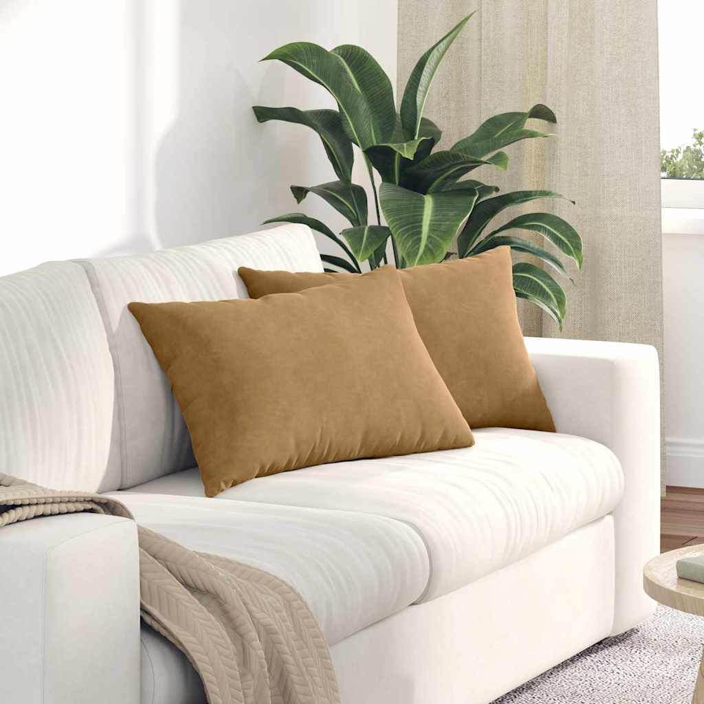 Cuscini da Divano 2 pcs Marrone 60 x 40 cm Tessuto in Cords