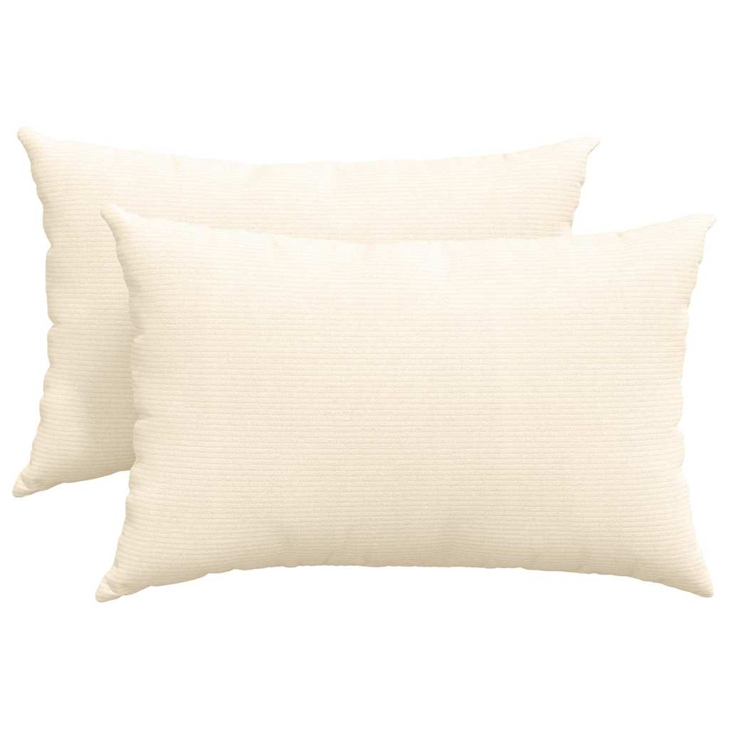 Cuscini da Divano 2 pcs Crema 60 x 40 cm Tessuto in Cords