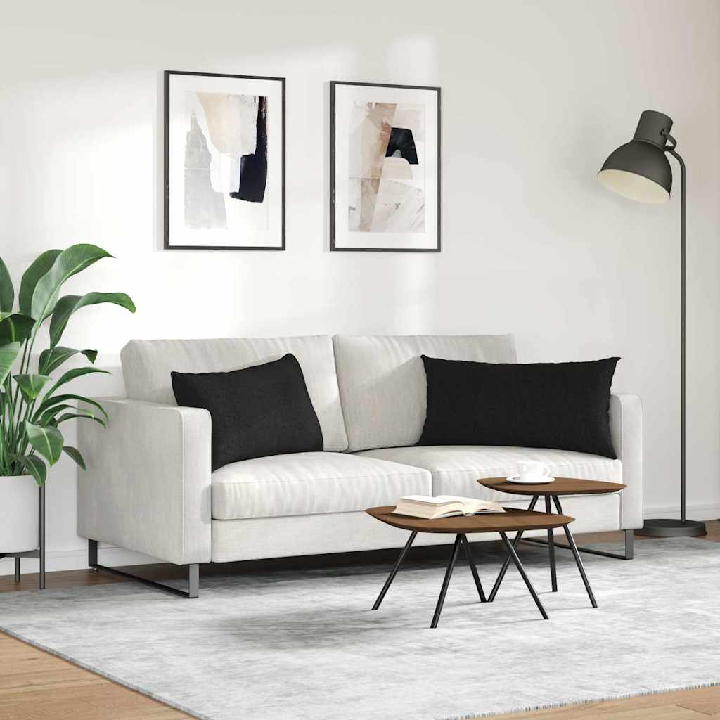 Cuscini da Divano 2 pcs Nero 80 x 40 cm Tessuto
