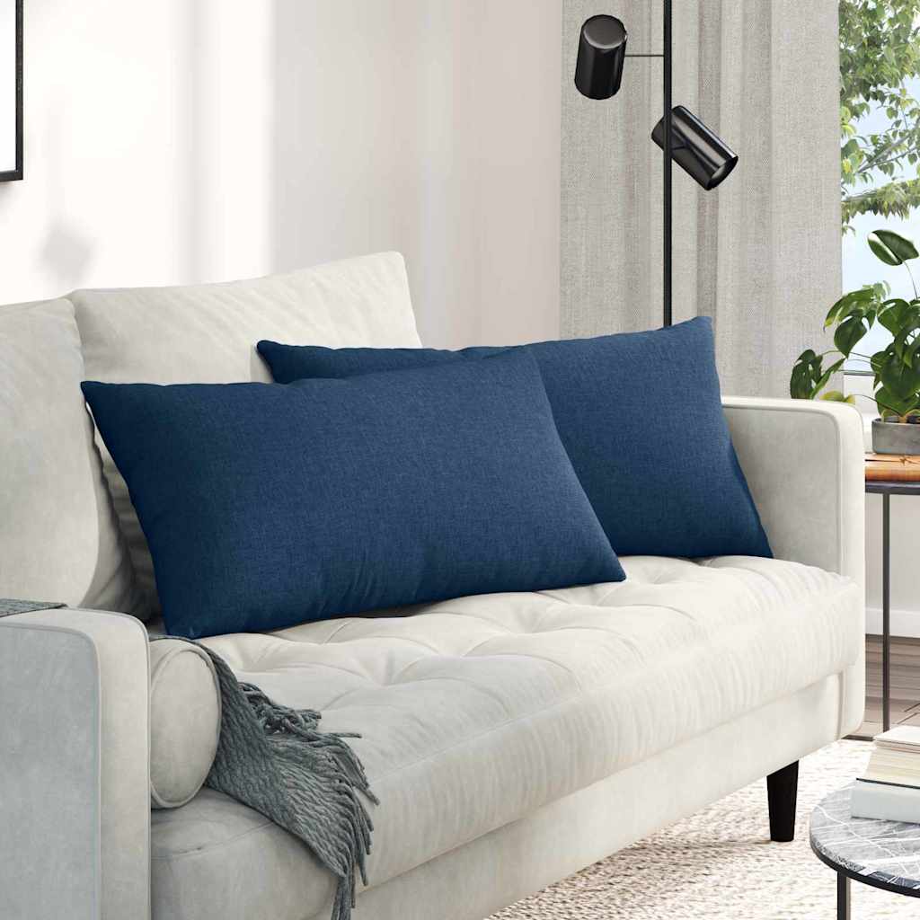 Cuscini da Divano 2 pcs Blu 80 x 40 cm Tessuto