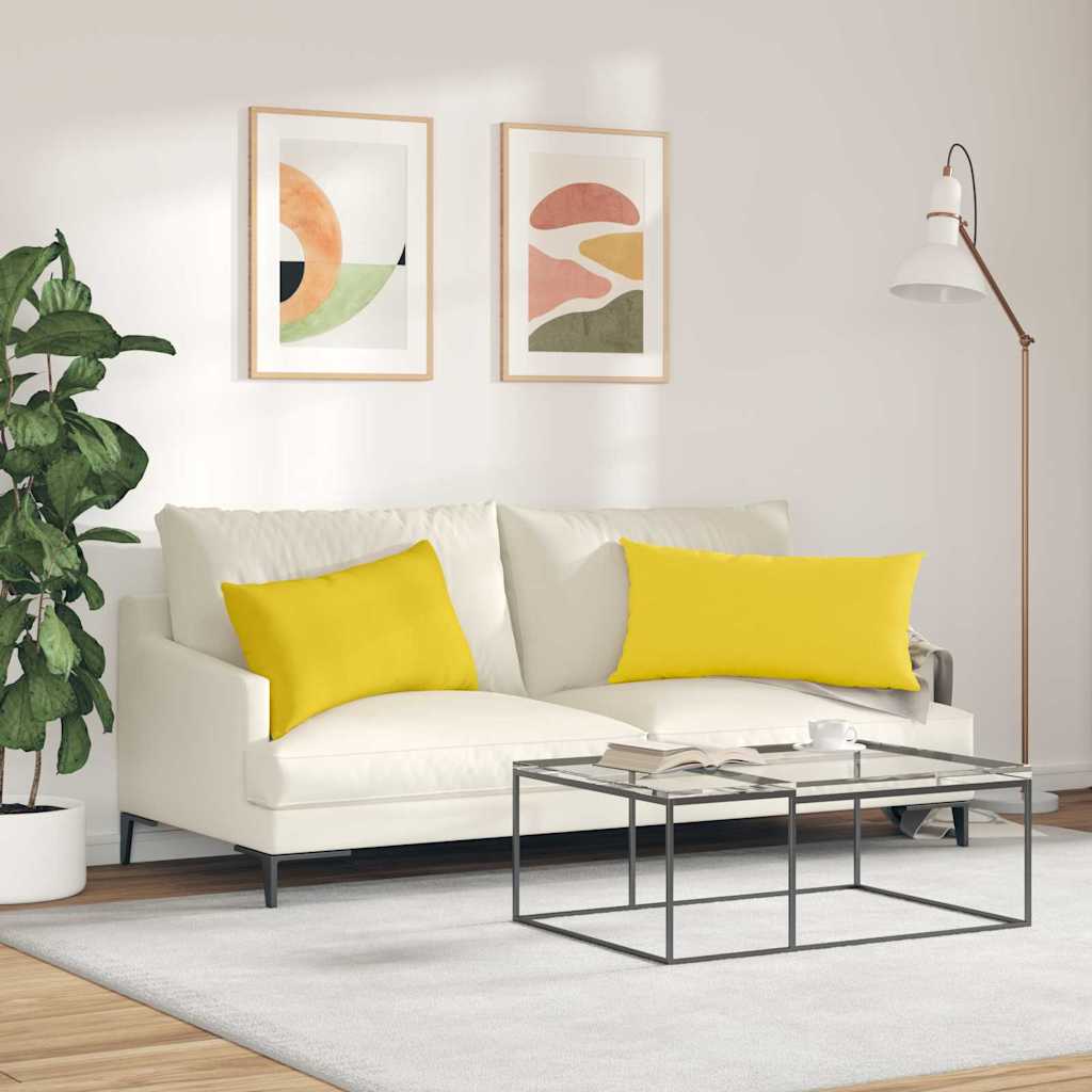 Cuscini da Divano 2 pcs Giallo Chiaro 80 x 40 cm Tessuto