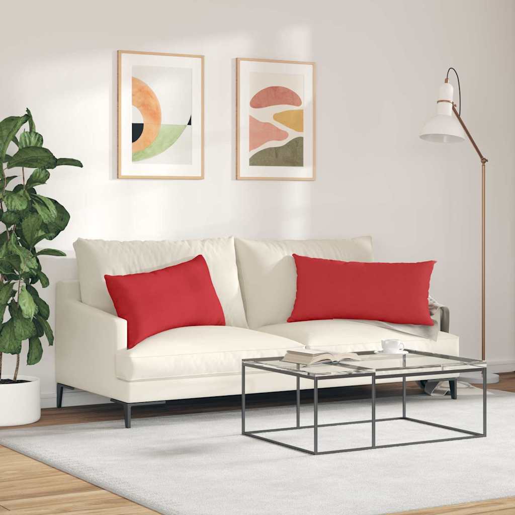 Cuscini da Divano 2 pcs Rosso 80 x 40 cm Tessuto