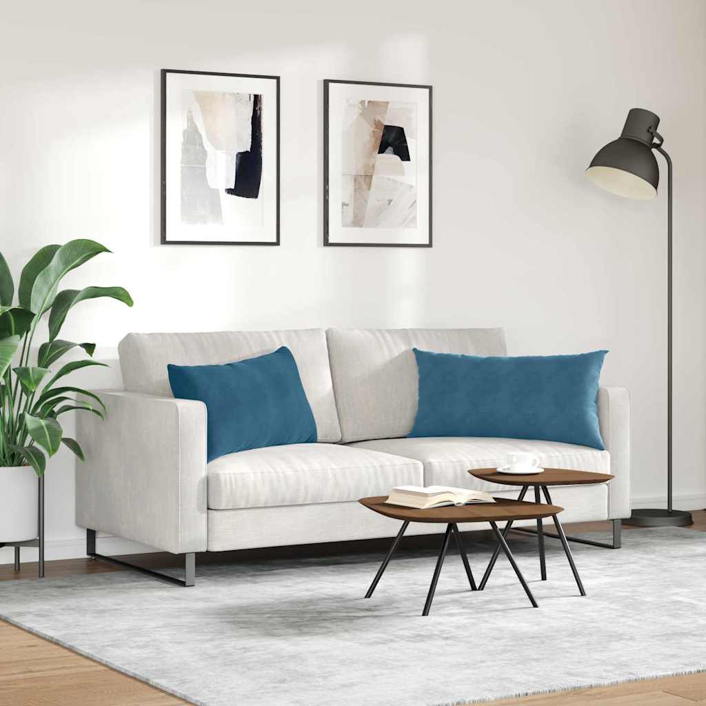 Cuscini da Divano 2 pcs Blu 80 x 40 cm Tessuto in Cords