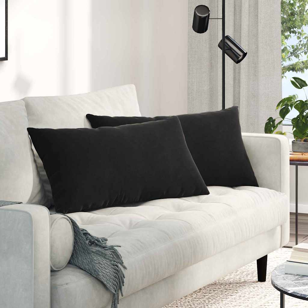 Cuscini da Divano 2 pcs Nero 80 x 40 cm Tessuto in Cords
