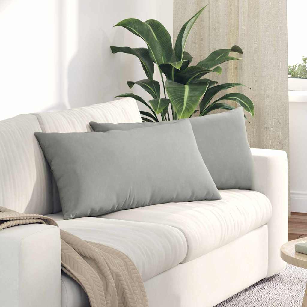 Cuscini da Divano 2 pcs Grigio chiaro 80 x 40 cm Tessuto