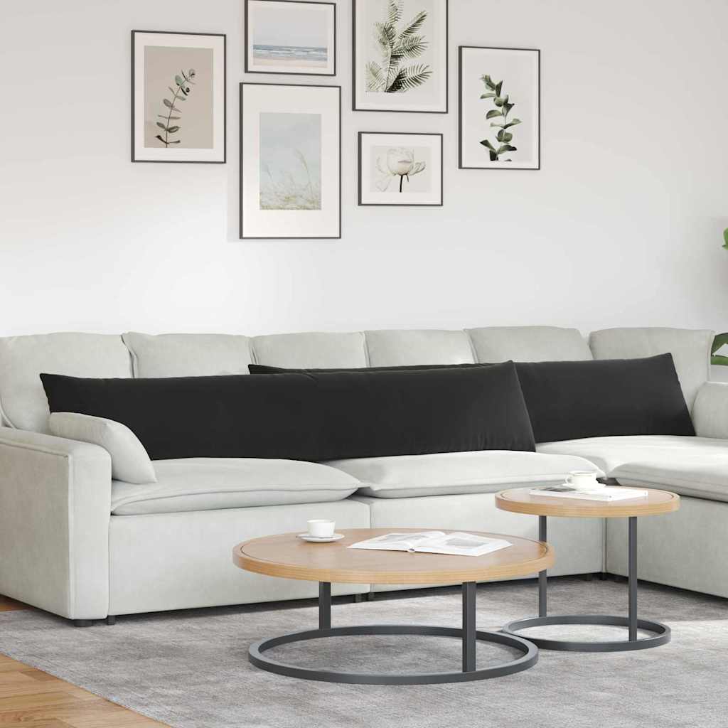 Cuscini da Divano 2 pcs Nero 200 x 40 cm Tessuto in Cords