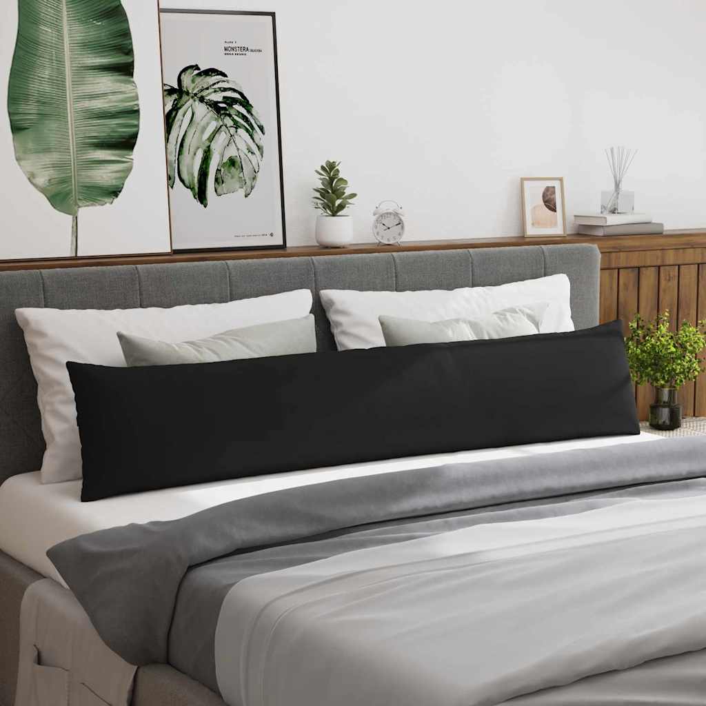 Cuscini da Divano 2 pcs Nero 200 x 40 cm Tessuto