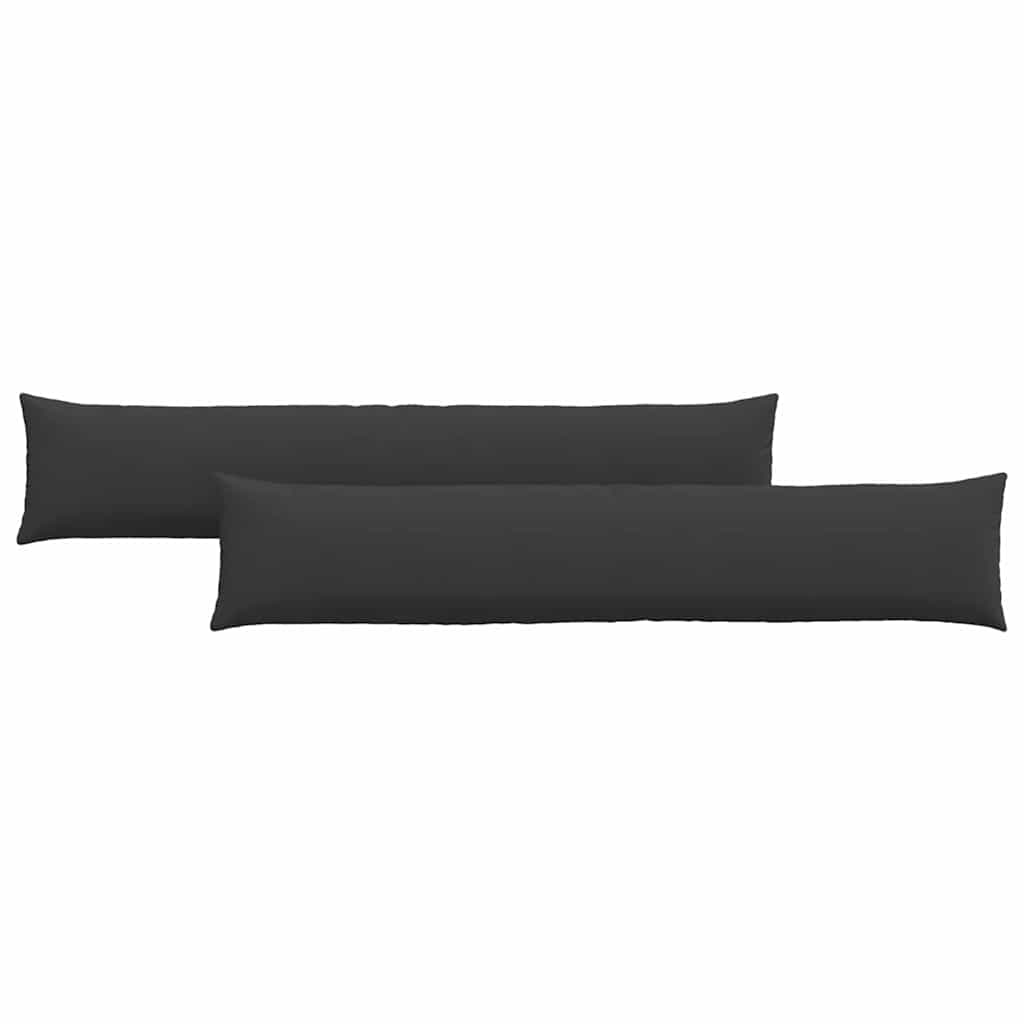 Cuscini da Divano 2 pcs Nero 200 x 40 cm Tessuto
