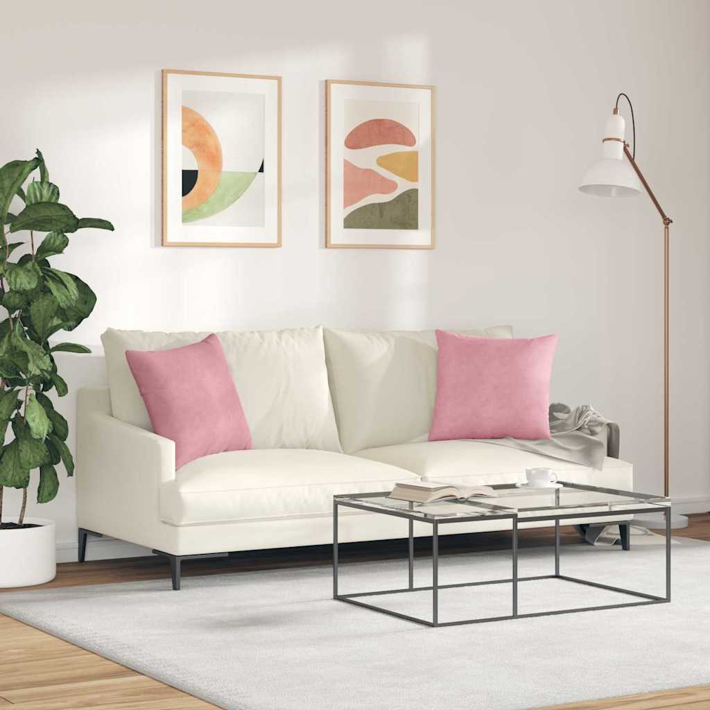 Cuscini da Divano 2 pcs Rosa 45 x 45 cm Tessuto in Cords