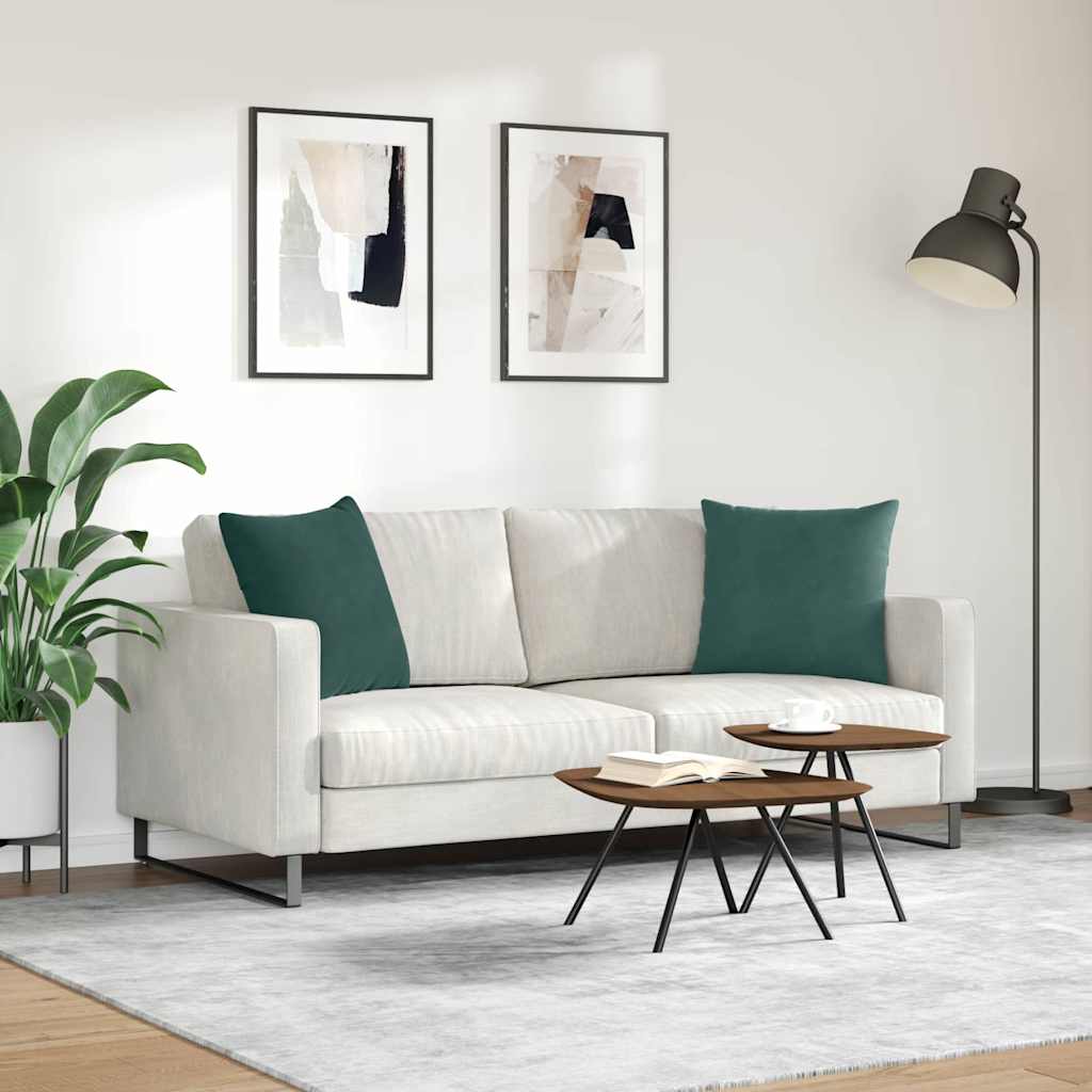 Cuscini da Divano 2 pcs Verde Scuro 50 x 50 cm Tessuto in Cords