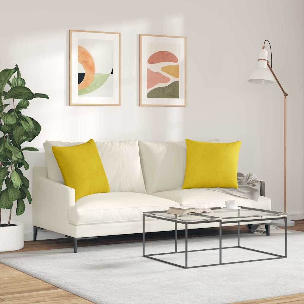 Cuscini da Divano 2 pcs Giallo 50 x 50 cm Tessuto in Cords