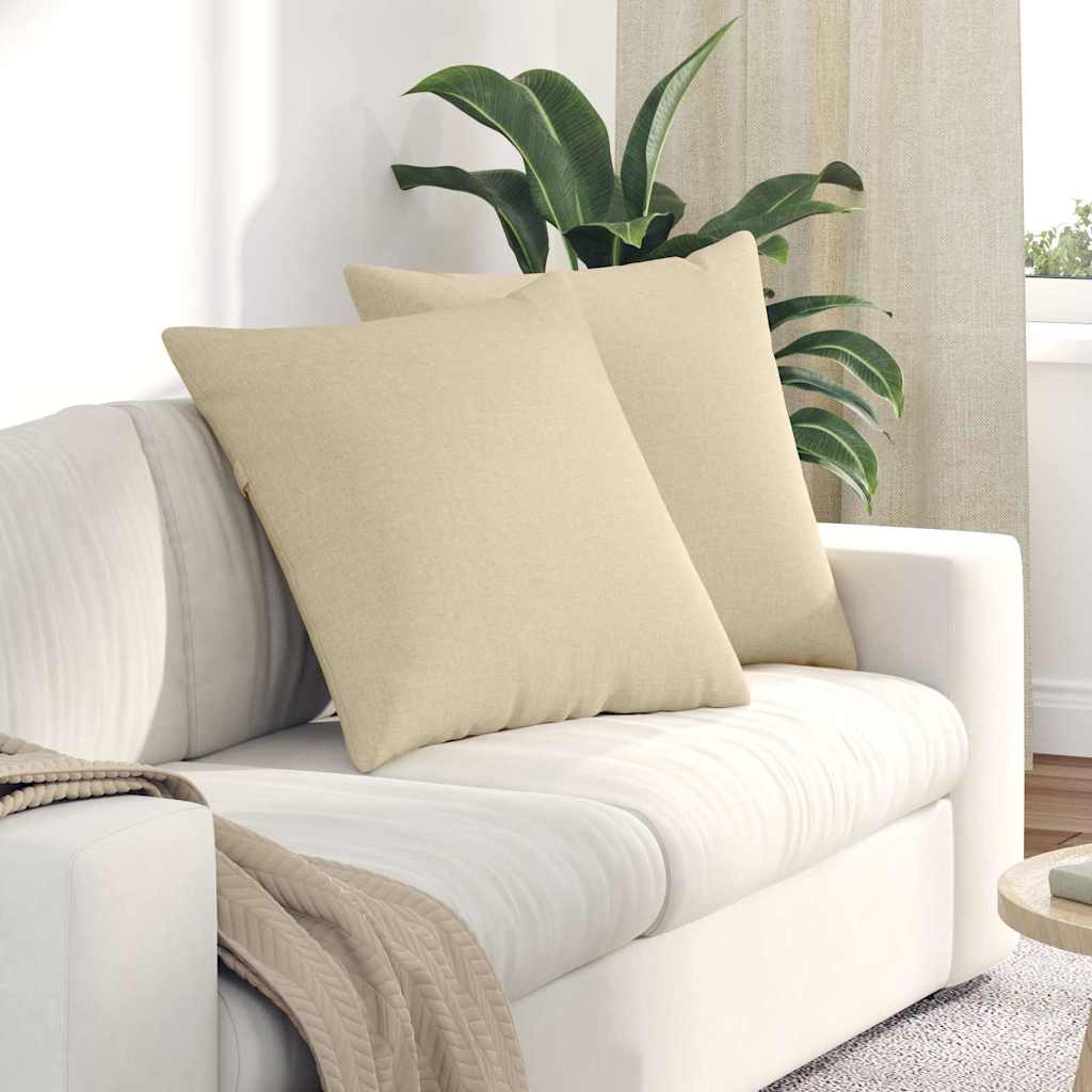 Cuscini da Divano 2 pcs Crema 60 x 60 cm Tessuto