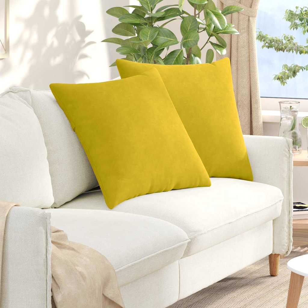 Cuscini da Divano 2 pcs Giallo 80 x 80 cm Tessuto in Cords