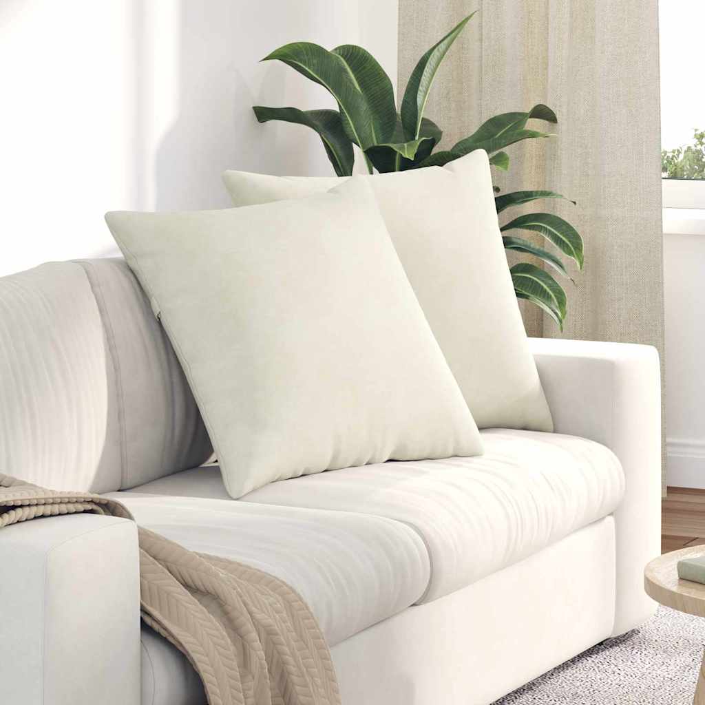 Cuscini da Divano 2 pcs Crema 80 x 80 cm Tessuto in Cords