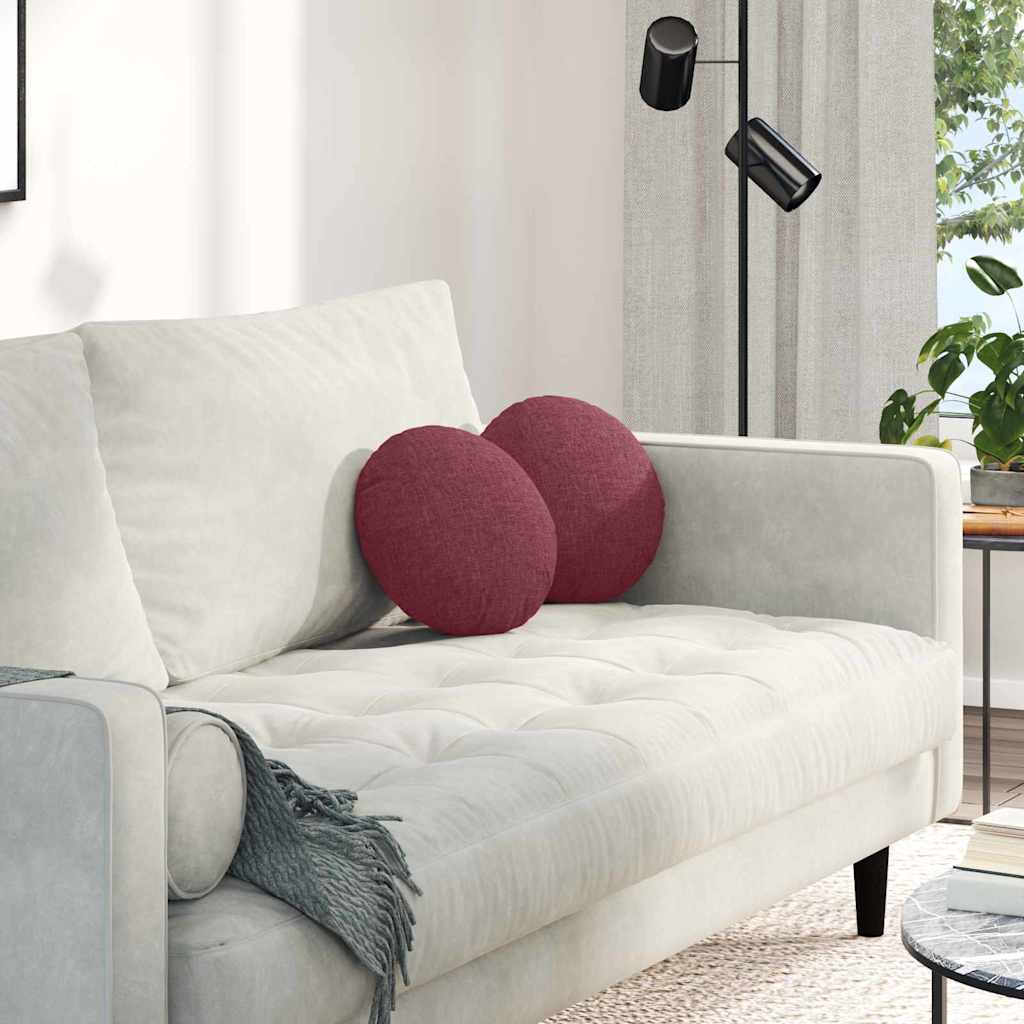 Cuscini per Seduta 2 pcs Rosso Vino Ø30 x 13 cm Tessuto