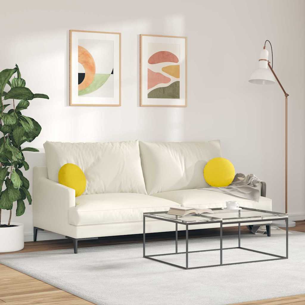Cuscini per Seduta 2 pcs Giallo Chiaro Ø30 x 13 cm Tessuto